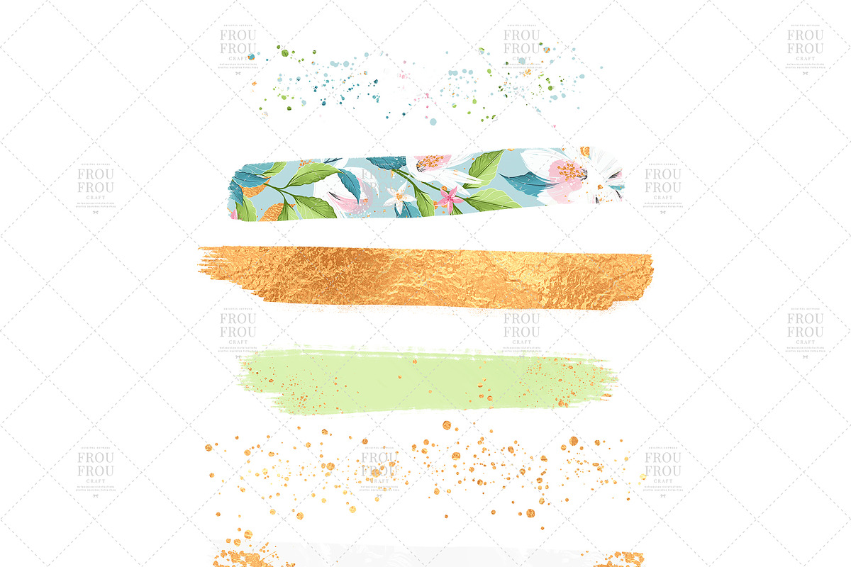 Summer Gold Floral Brush Strokes, an Illustration by Frou Fou Craft (Photo 2 of 3)