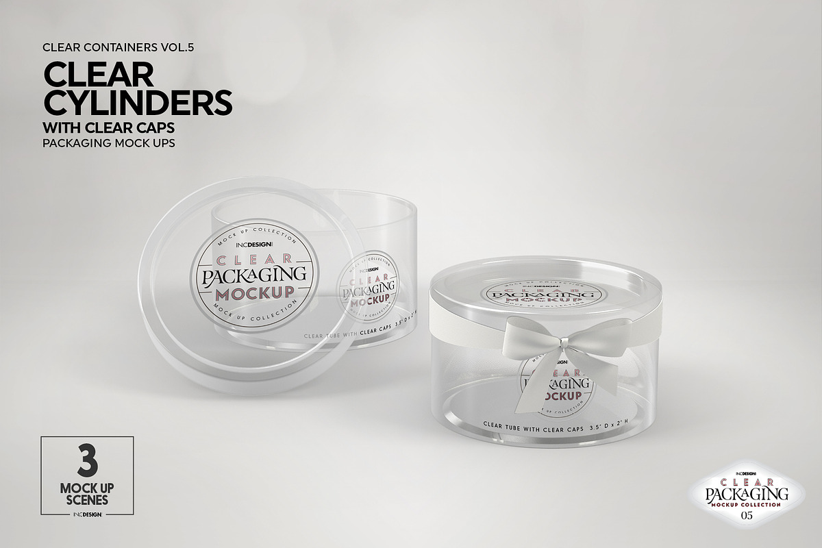 Clear Cylinders Clear Caps Mockups, a Packaging Mockup by INCDesign (Photo 12 of 14)
