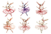 Watercolor Ballerina Bunny Clipart, an Illustration by SinaCreation (Thumbnail 3 of 5)
