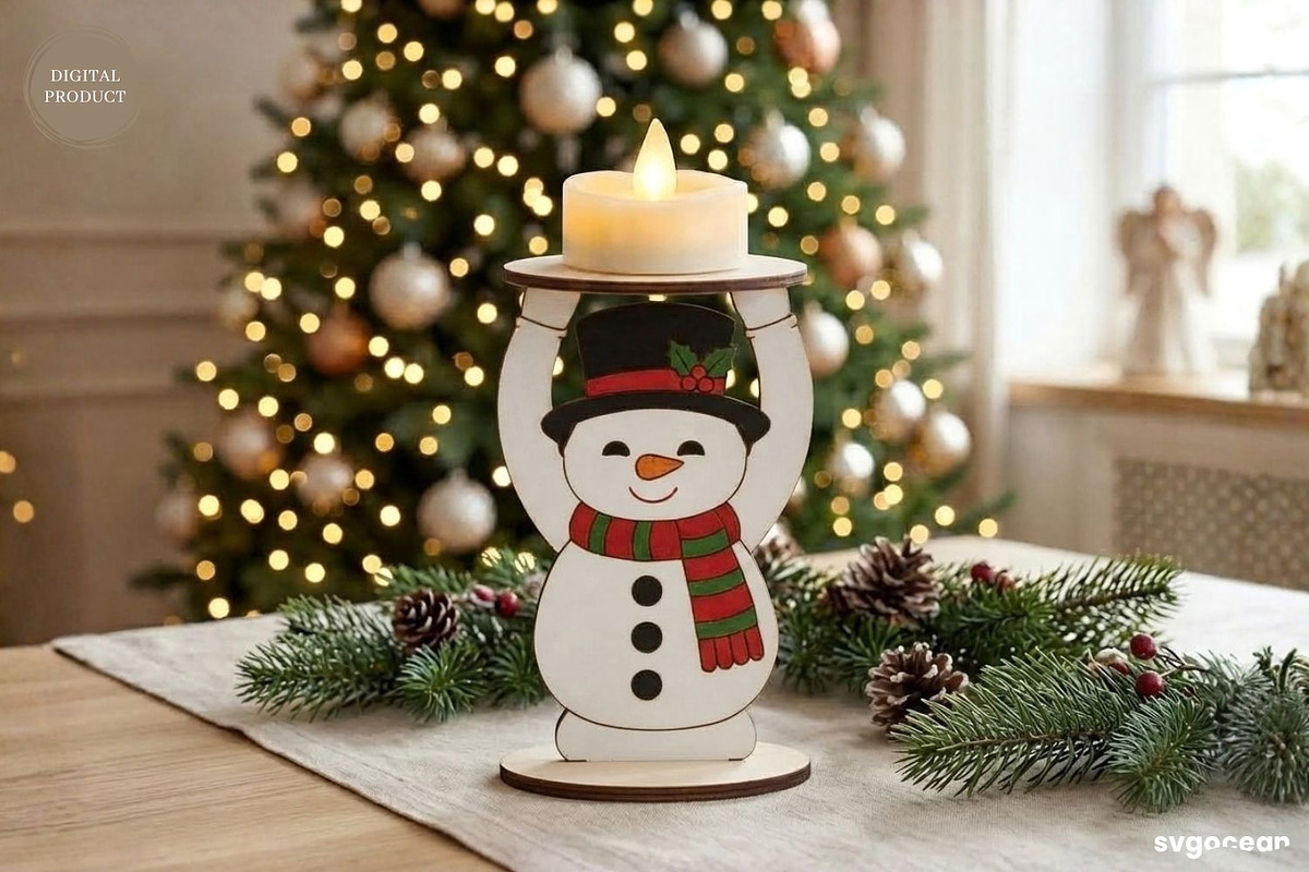 Christmas Character Candle Holders, a Decorative Illustration by svgocean (Photo 11 of 14)