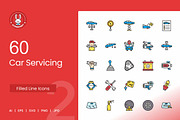 Car Servicing Filled Line Icons, an Icon by IconBunny (Thumbnail 1 of 2)