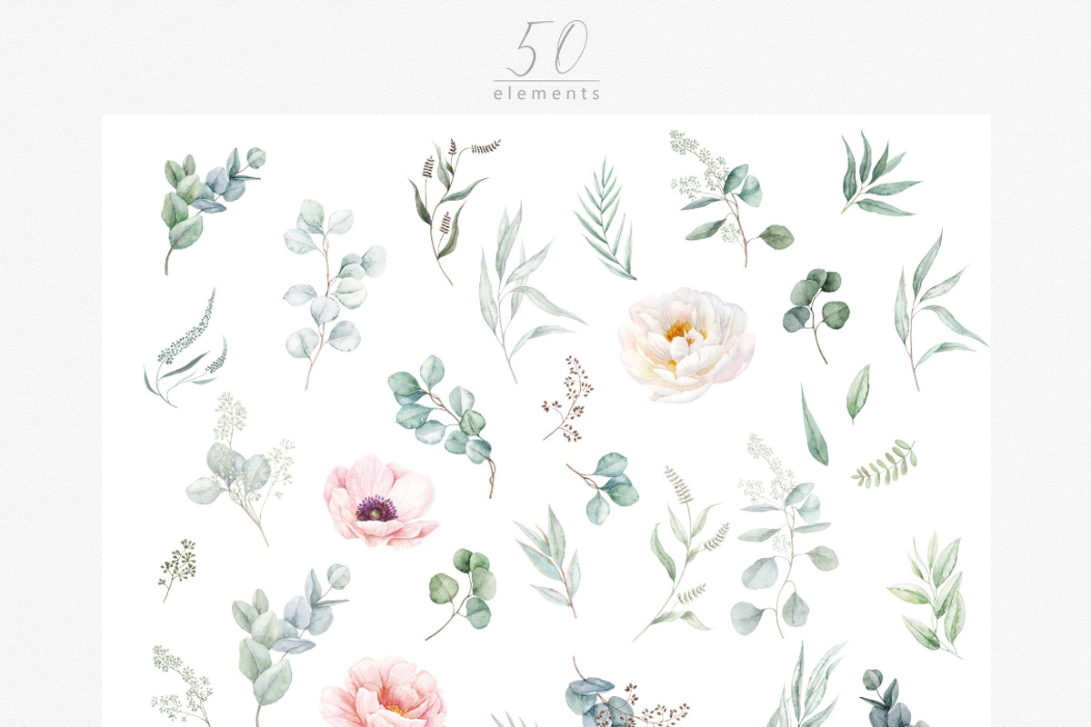 Peonies and Eucalyptus collection, a Decorative Illustration by ReachDreams (Photo 3 of 10)
