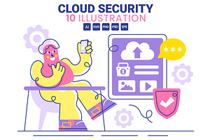 10 Cloud Security Illustration, a Technology Illustration by denayunebgt