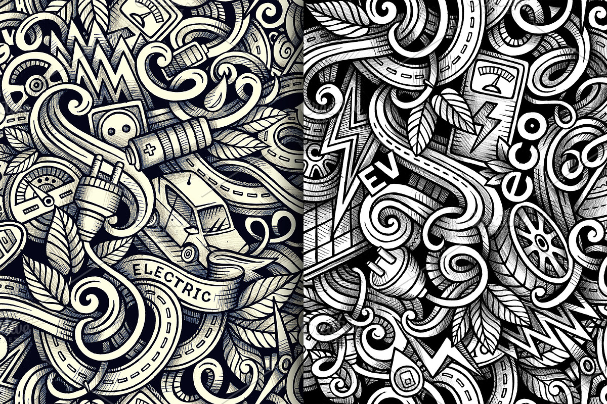 Electric Cars Graphics Patterns, a Decorative Illustration by BALABOLKA (Photo 4 of 6)