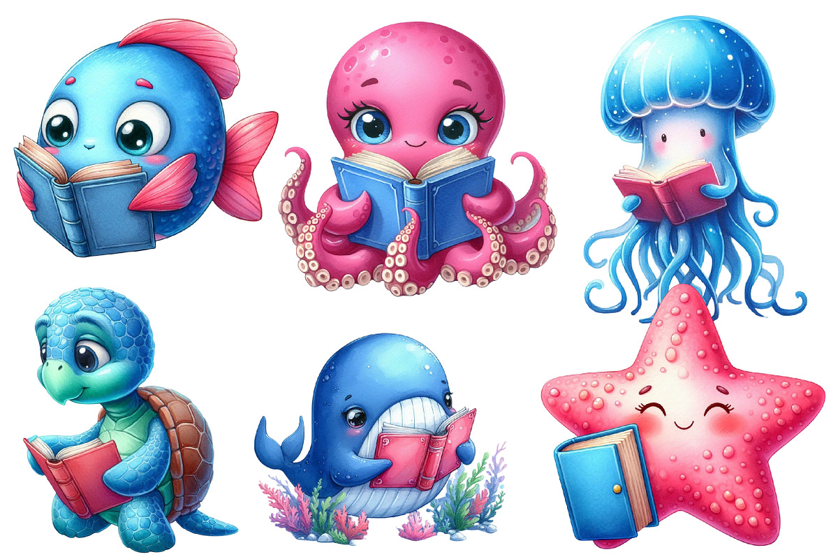 Undersea Reading Clipart, an Illustration by Designworld (Photo 3 of 6)