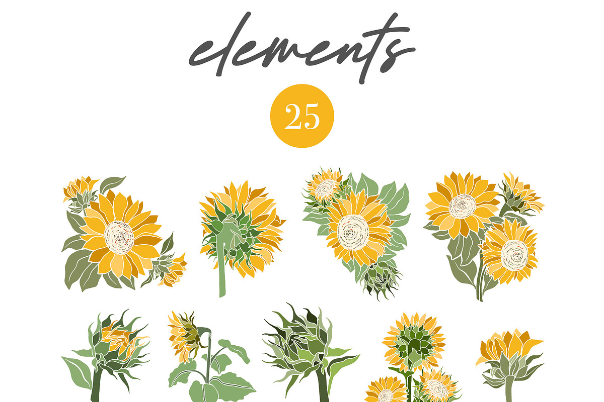 Sunflowers - Graphic & Patterns, an Illustration by Alina Sh (Photo 2 of 5)