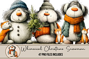 Whimsical Christmas Snowman Clipart, an Illustration by DreamArtGraphic (Thumbnail 1 of 5)