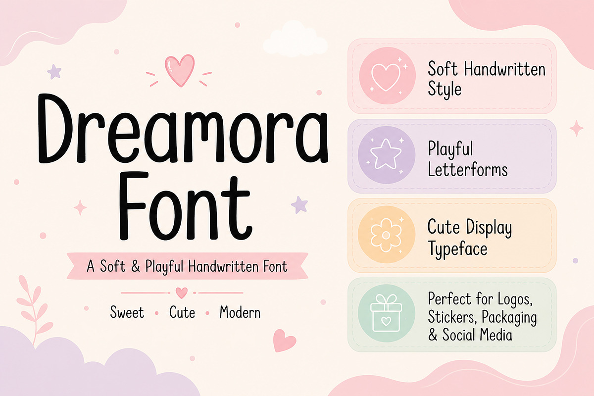 Dreamora – Handwritten Display Font, a Handwritten Font by Wow Magic (Photo 6 of 6)