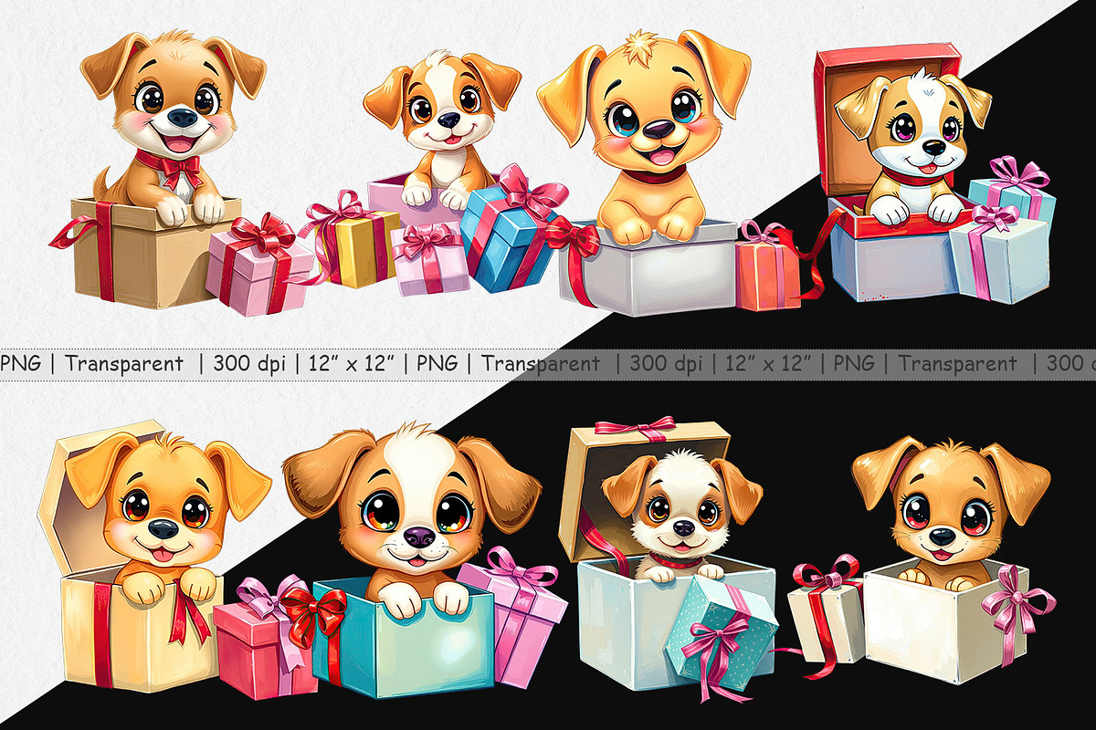 Puppy Clipart Gift, a Graphic by Artnoy (Photo 2 of 5)
