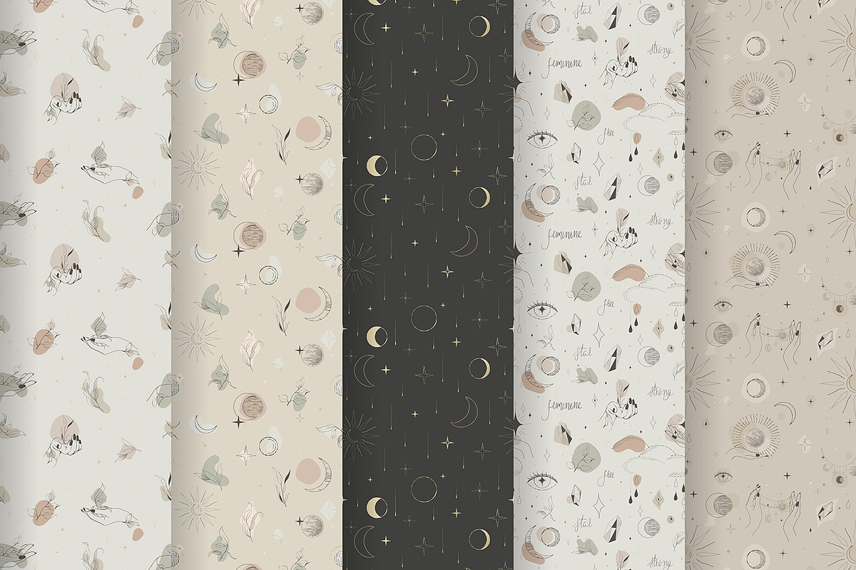Celestial feminine Vector patterns, a Pattern Graphic by HmarkaShop (Photo 2 of 4)