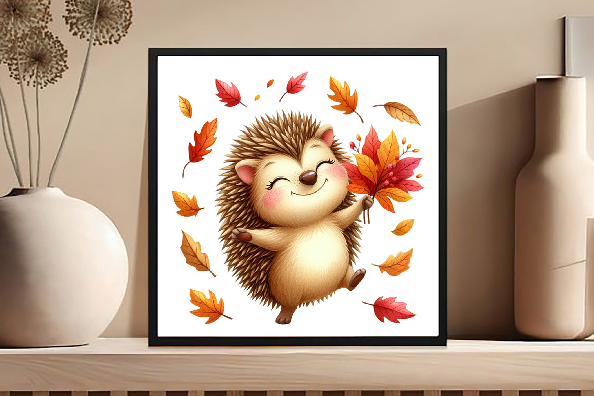 Autumn Cute Hedgehog Sublimation Cli, an Illustration by DreamCafeArt (Photo 8 of 9)