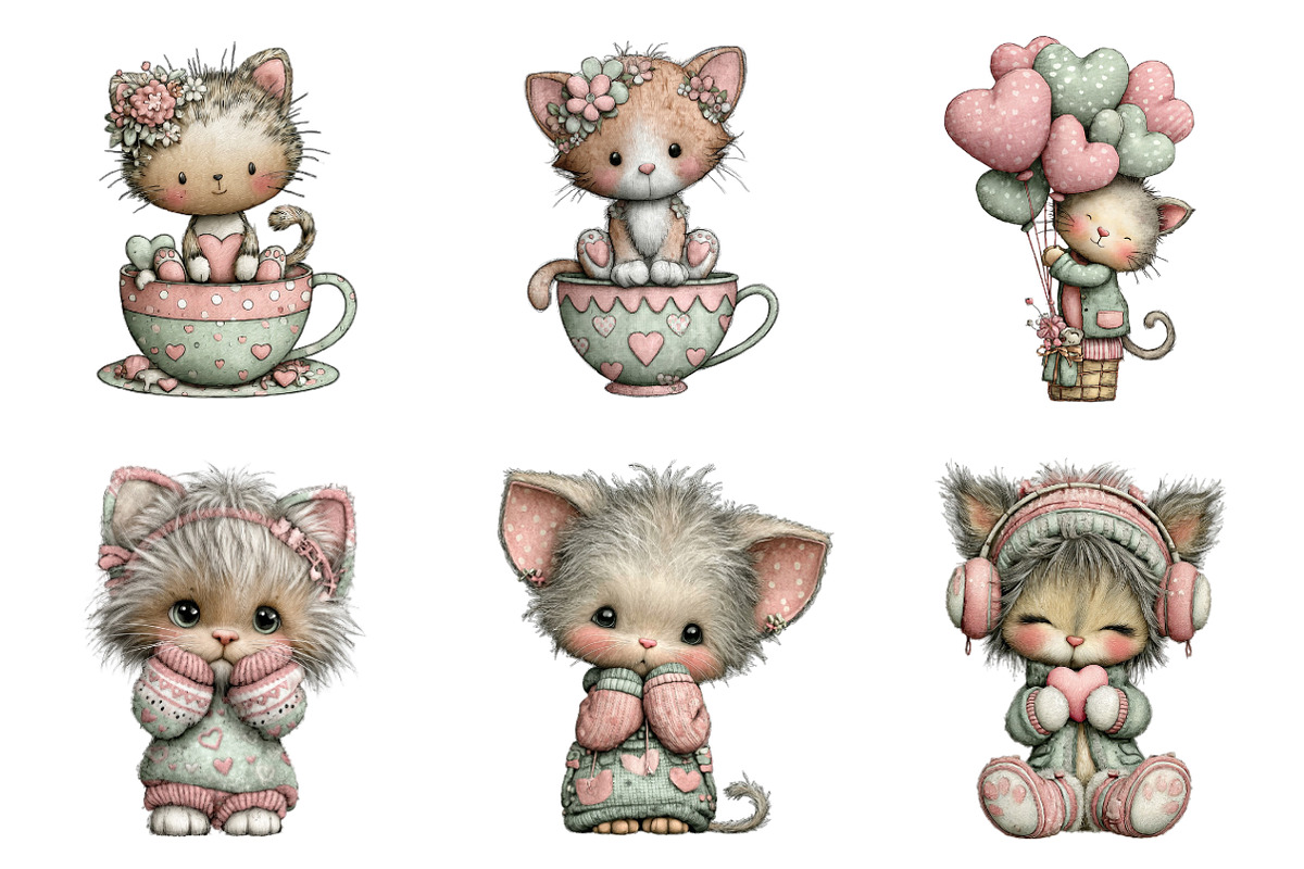 Whimsical Valentines Cat Png, an Illustration by SinaCreation (Photo 3 of 11)