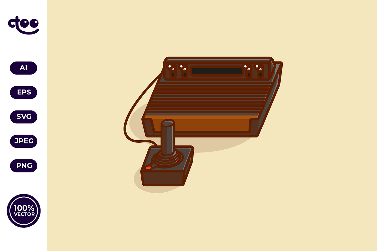console and joystick Atari 2600, a Technology Illustration by Satisfactoons
