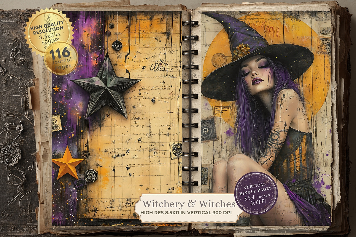 Witchy Junk Journal Printable Kit, a Seasonal Illustration by Nicole Branger Art (Photo 6 of 16)