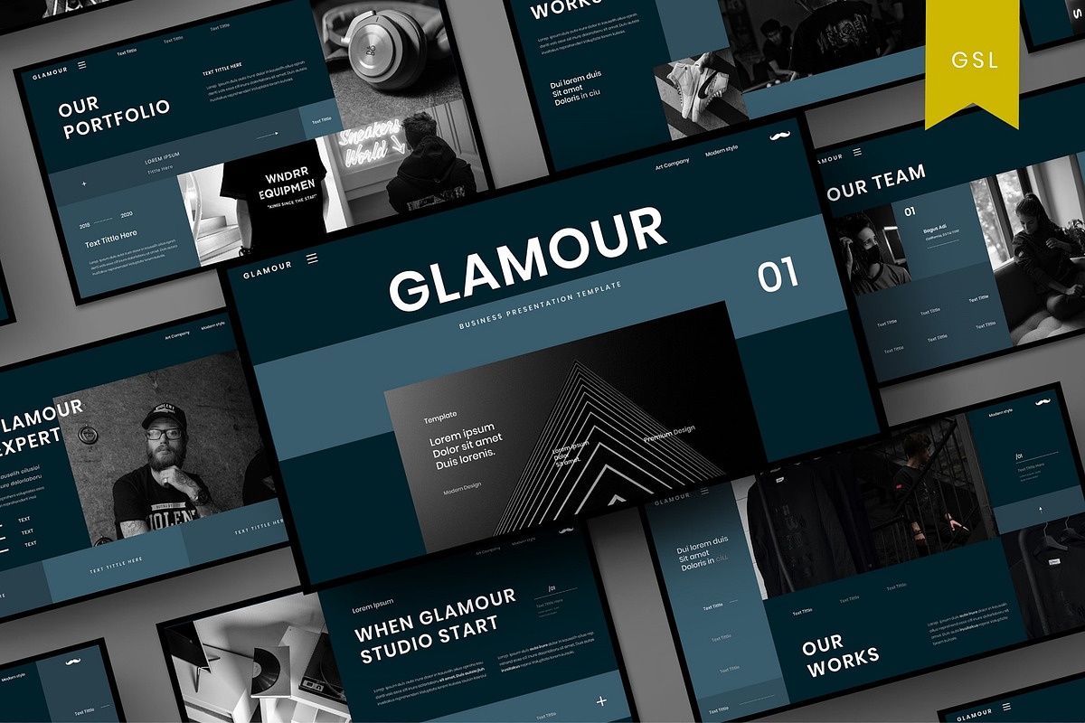 Glamour - Business Google Slide, a Presentation Template by Dens Creative Studio (Photo 1 of 6)