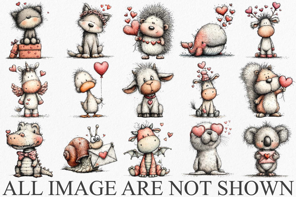 Animals Valentine Day Clipart, an Illustration by Canvas Craft (Photo 3 of 6)