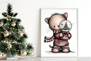 Christmas Cat and Dog Clipart, an Illustration by Canvas Craft (Thumbnail 5 of 6)