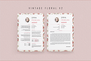 Pink Floral Resume BUNDLE Template M, a Resume Template by Showy68 Template (Thumbnail 2 of 6)