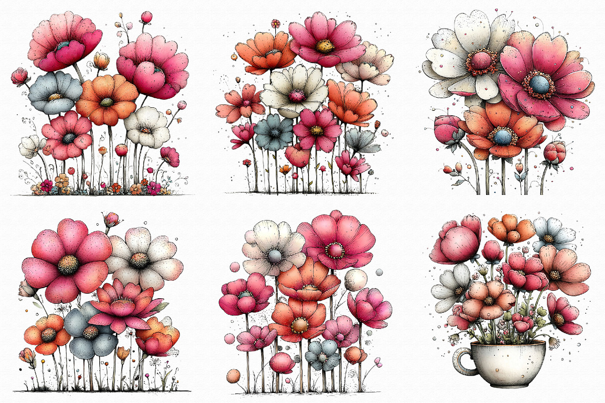 Whimsical Flowers Spring Clipart, an Illustration by Libby Wishes (Photo 3 of 8)