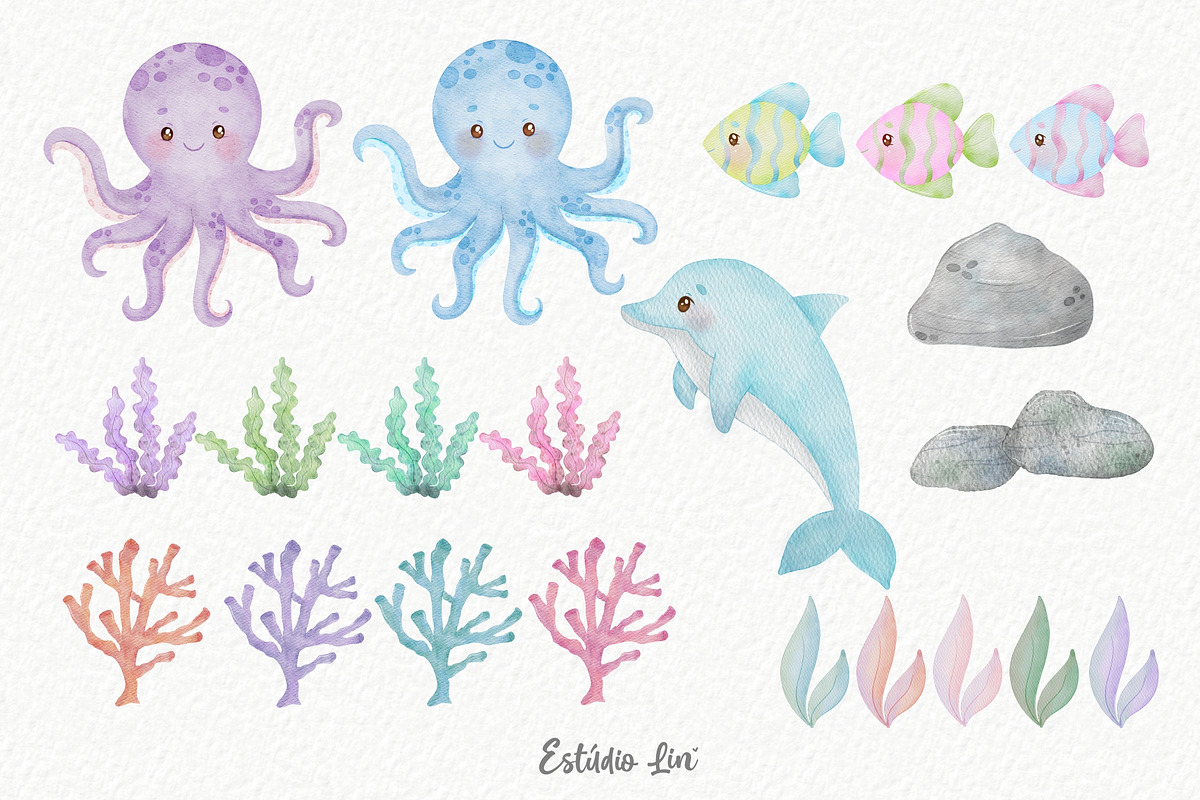 Under the sea 1 watercolor, an Animal Illustration by Estúdio Lin (Photo 3 of 6)