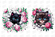 Adorable Floral Kittens Clipart Set, an Object Illustration by Digital Xpress (Thumbnail 4 of 5)