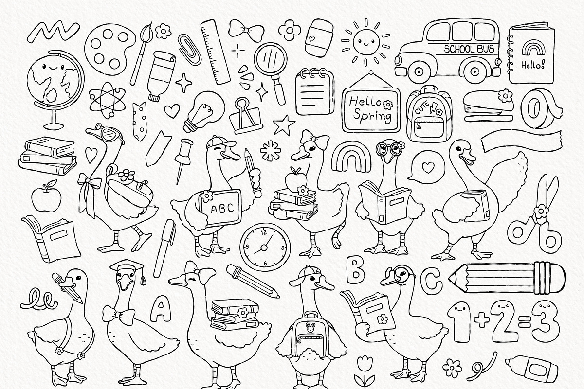 Spring Goose School Outline SVG, an Education Illustration by TitaLivingArt (Photo 3 of 9)
