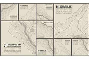 9 Topographic Maps Vector