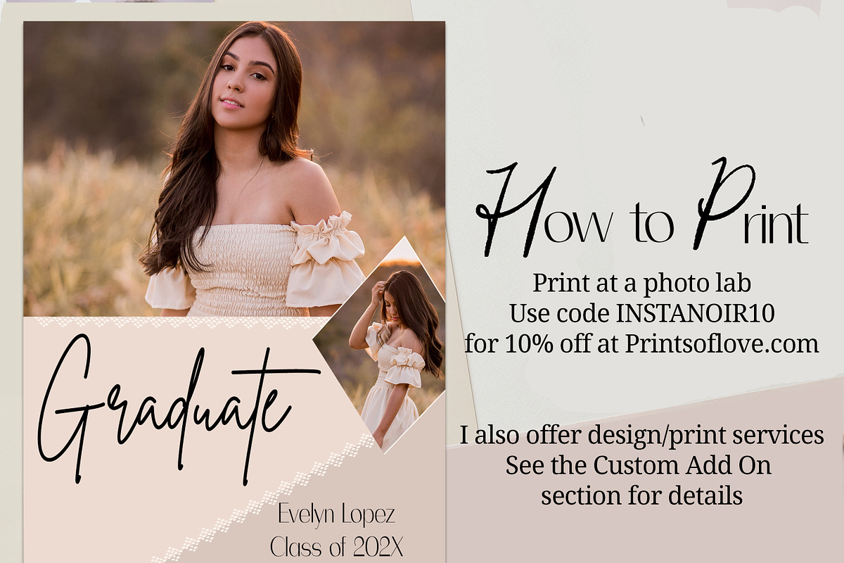 Boho Photoshop Grad Card Template, a Card Template by InstaNoirDesigns (Photo 5 of 9)