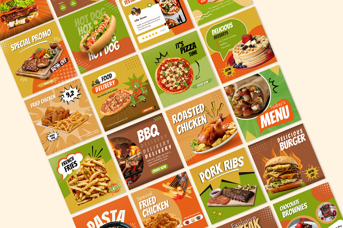 Food Instagram Templates for Canva, a Social Media Template by Sakura Digitals (Photo 4 of 8)