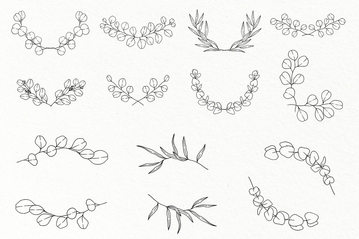 Eucalyptus Line Art Graphics, a Decorative Illustration by DENIDigitalArtSudio (Photo 3 of 5)