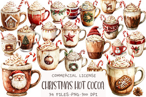 Watercolor Hot Cocoa Clipart, an Illustration by OK Design