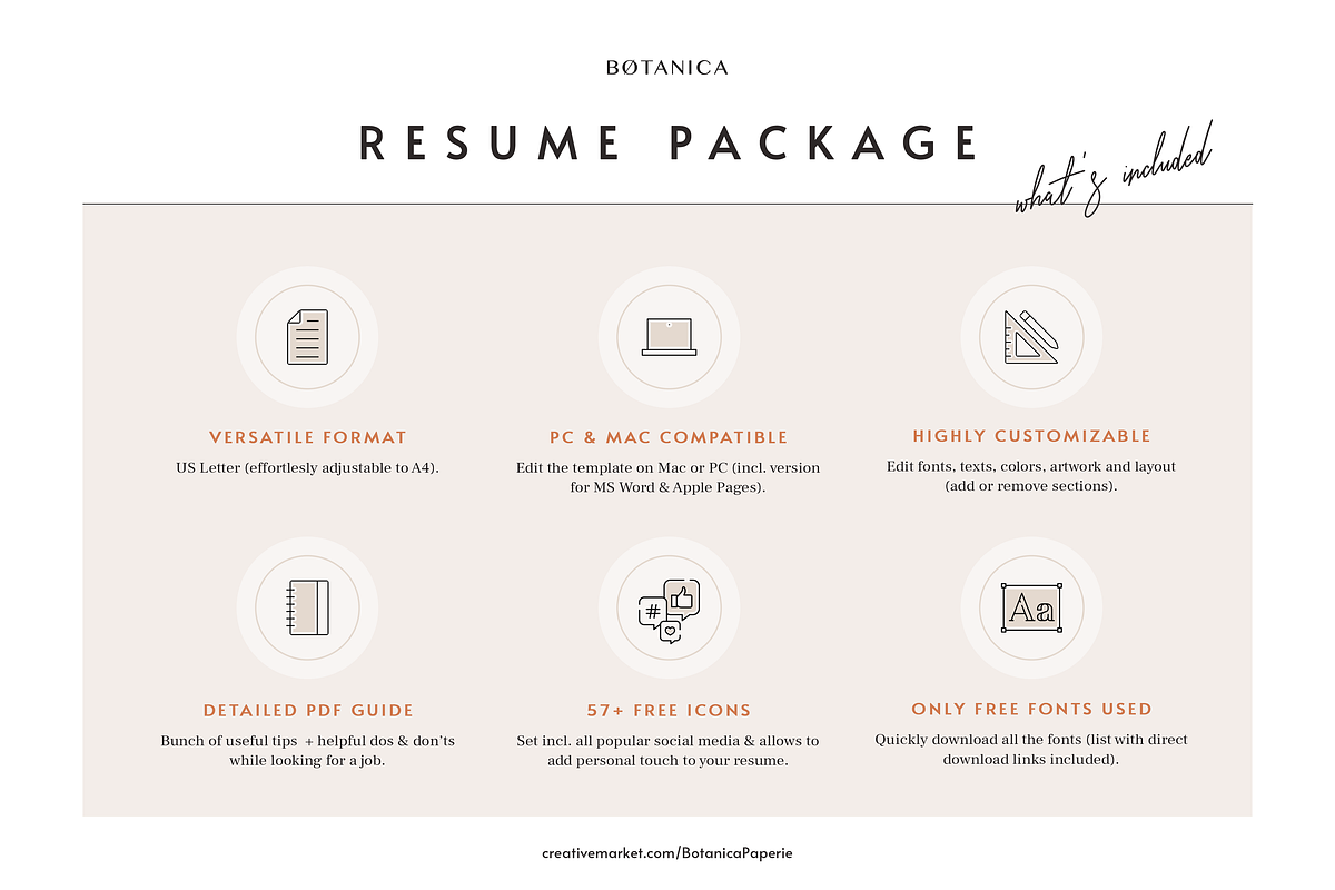 Feminine Resume Template, a Resume Template by Botanica Paperie (Photo 4 of 4)