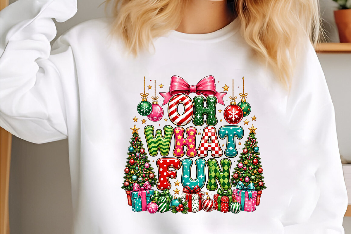 Retro Oh What Fun Christmas PNG, a Seasonal Illustration by designcity5 (Photo 2 of 4)