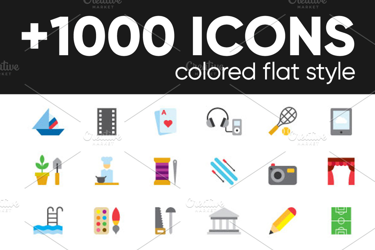 +1000 COLORED FLAT ICONS, an Icon by beguima (Photo 1 of 14)