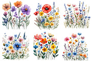 Charming Wild Flowers Watercolor, an Illustration by Designworld (Thumbnail 2 of 8)