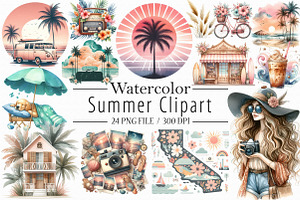 Watercolor Summer Clipart, an Illustration by Libby Wishes