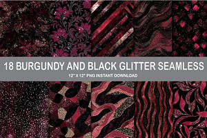 Burgundy and Black Glitter Digital, a Pattern Graphic by Watercolor design