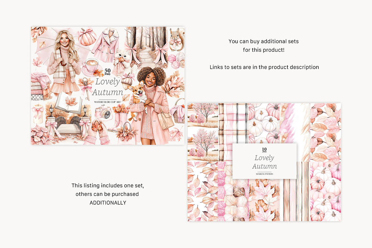 Coquette Autumn Digital Papers, a Pattern Graphic by GlamArtZhanna (Photo 2 of 4)