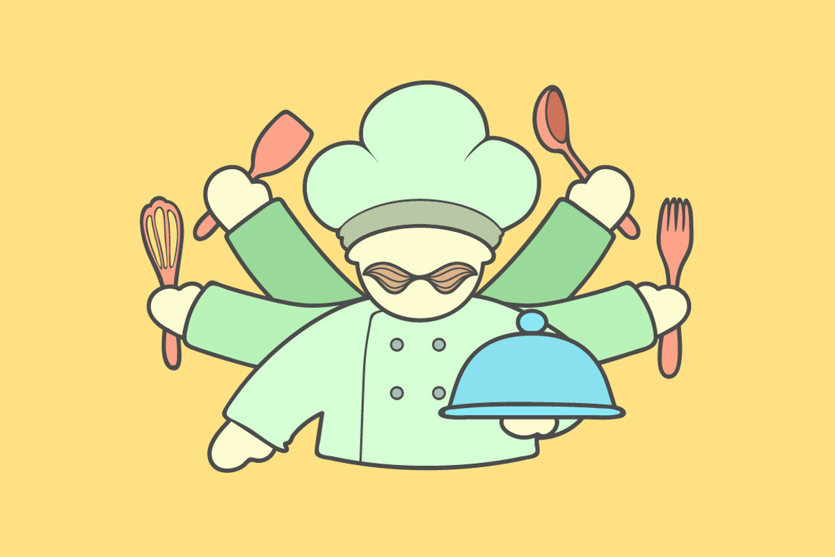 Icon of cute chef with mustaches