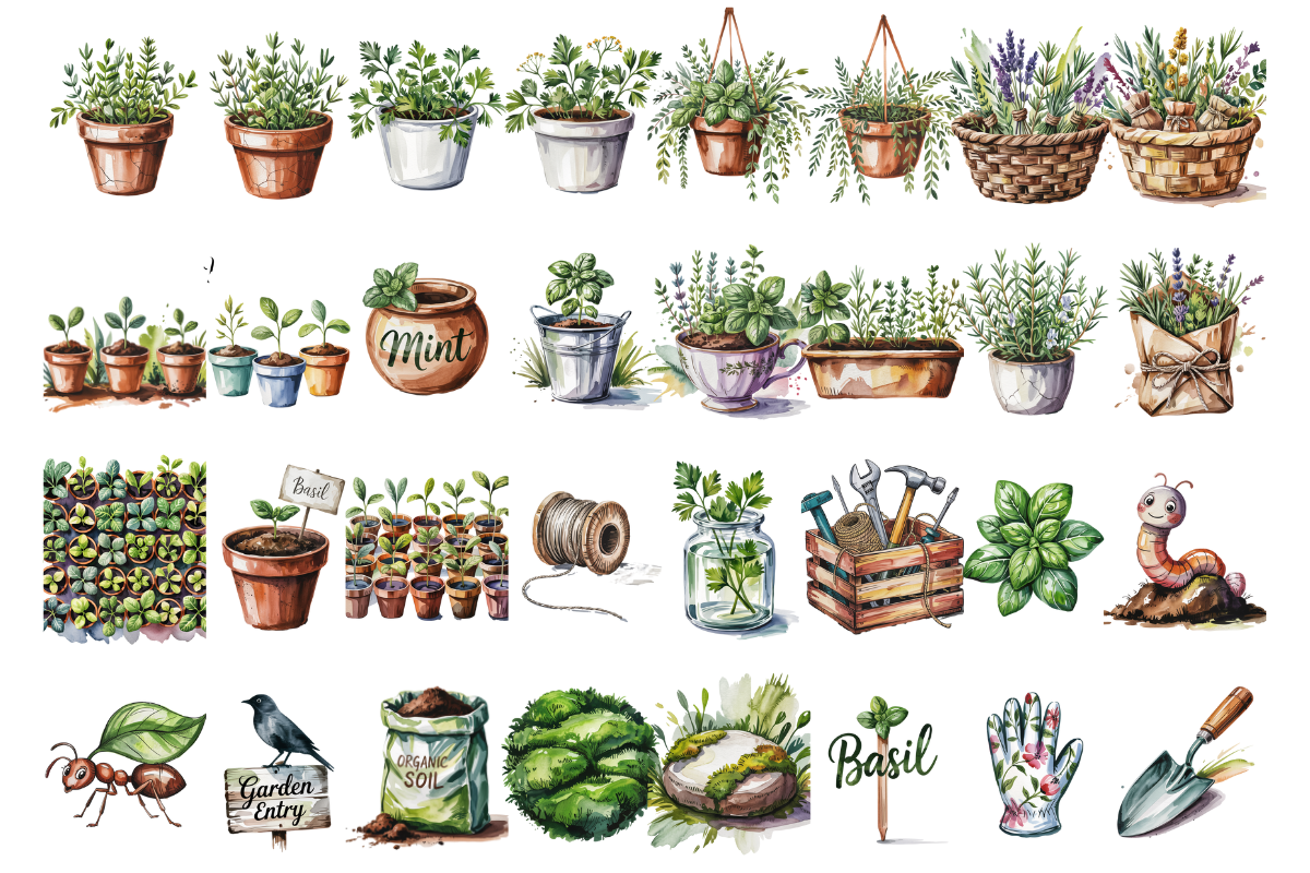 Spring Garden Clipart Mega Bundle 1, an Object Illustration by Daffodil Dream Studio (Photo 2 of 3)