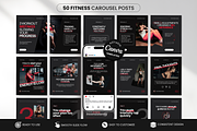 Fitness Carousel Instagram Posts Red, a Social Media Template by DigiPax (Thumbnail 1 of 11)