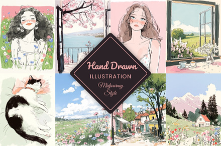 Hand Drawn Illustration MidJourney