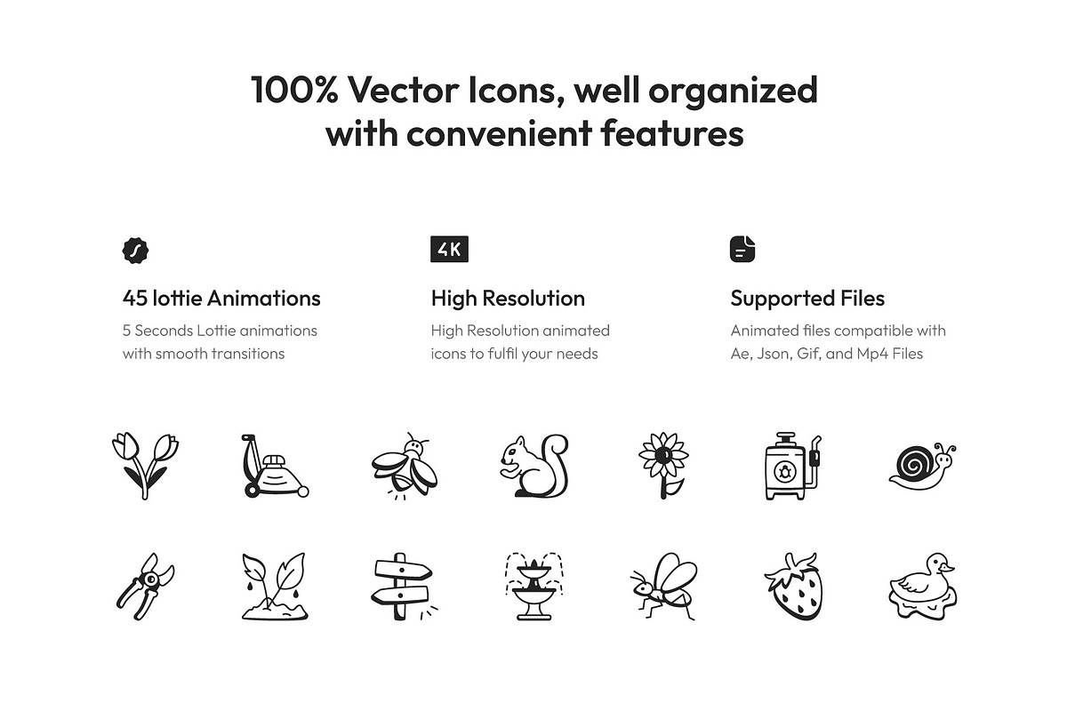 Garden Doodle Icon Animations, an Outline Icon by Prosymbols (Photo 2 of 3)