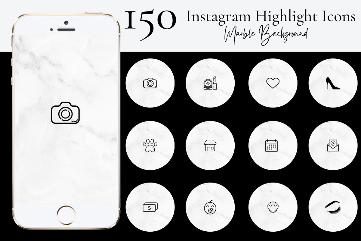 150 Instagram Highlight Covers, a Social Media Template by Studio Eburnean (Photo 1 of 4)