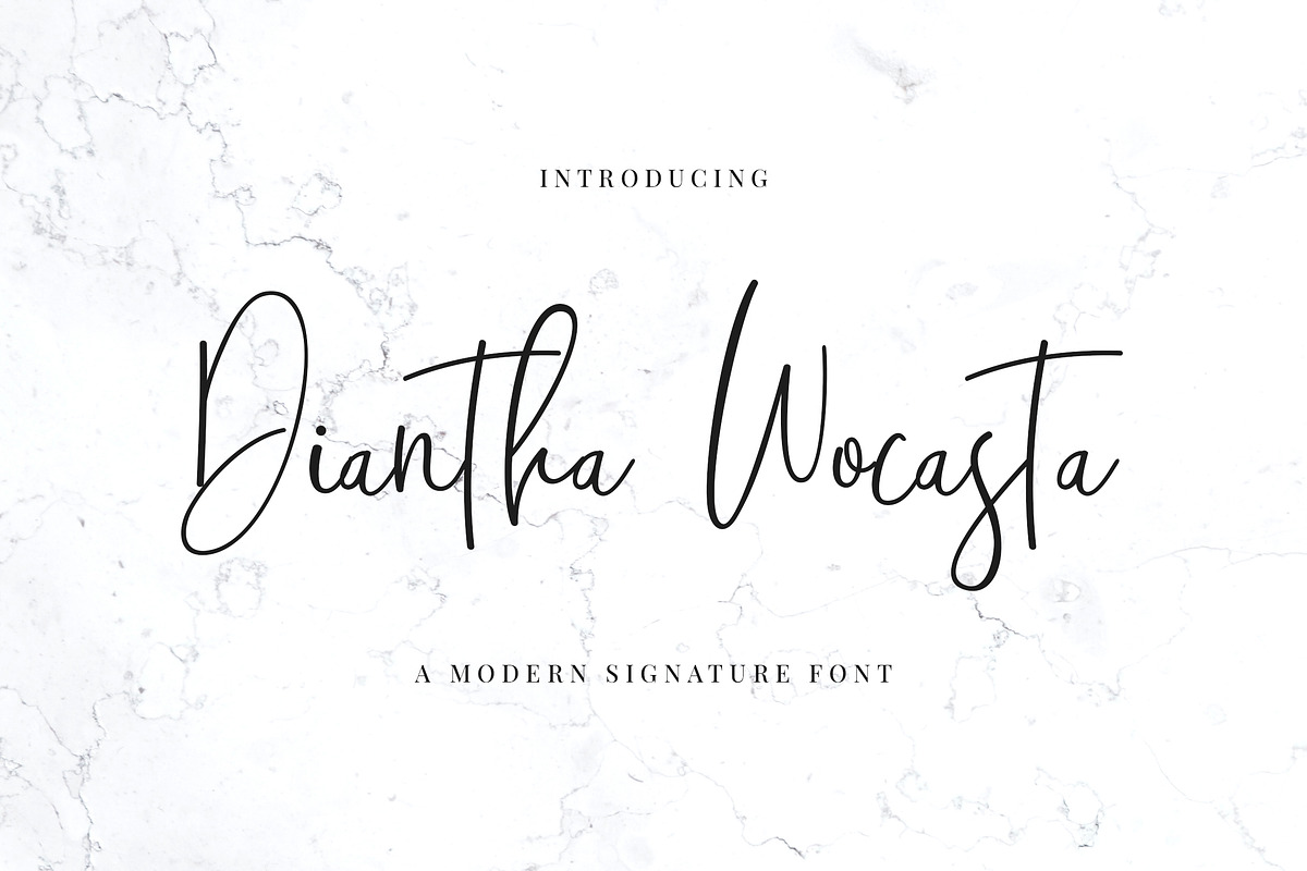 Diantha Wocasta Handwritten Font, a Handwritten Font by UICreative (Photo 1 of 11)