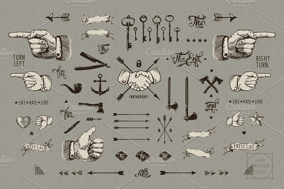 HQ Vector vintage elements preview 3
