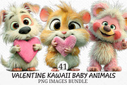 Valentine Kawaii Baby Animals, an Illustration by Craft Nest (Thumbnail 1 of 9)