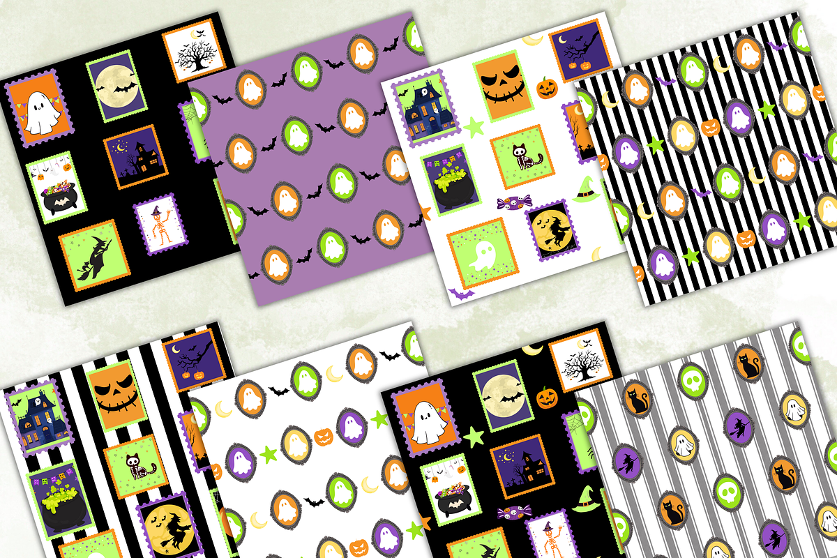 Halloween Stamp Seamless Pattern, a Graphic by Paper & Pattern Studio (Photo 2 of 9)