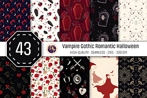 Vampire Gothic Romantic Halloween, a Pattern Graphic by Coco Bloom