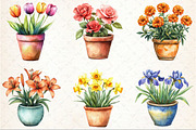 Watercolor Flower Pot Plants Clipart, an Illustration by Rose Art (Thumbnail 2 of 4)
